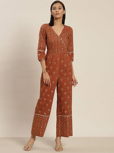 jaipur kurti rust cotton printed jumpsuit