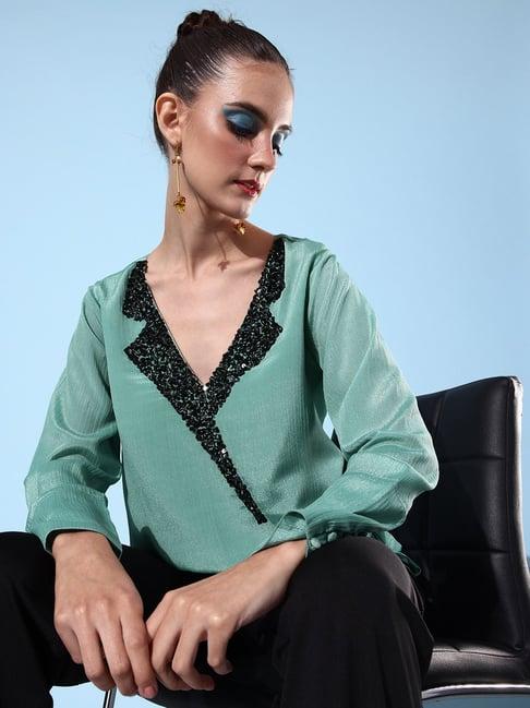 quiero green embellished top