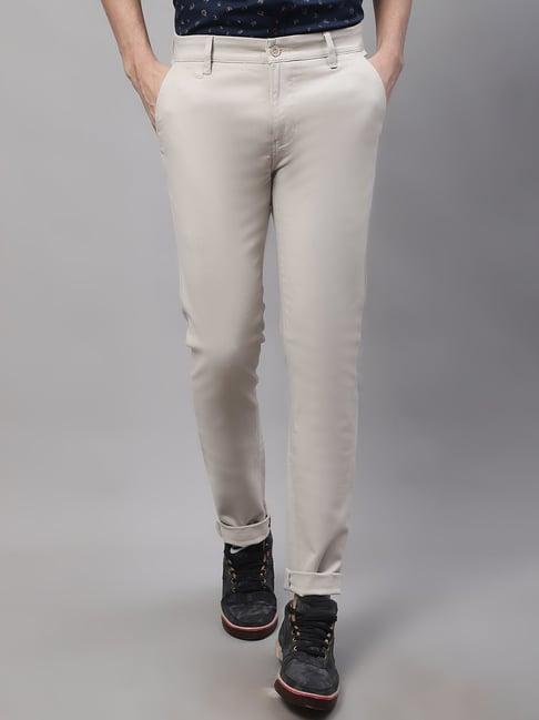 cantabil beige regular fit flat front trousers