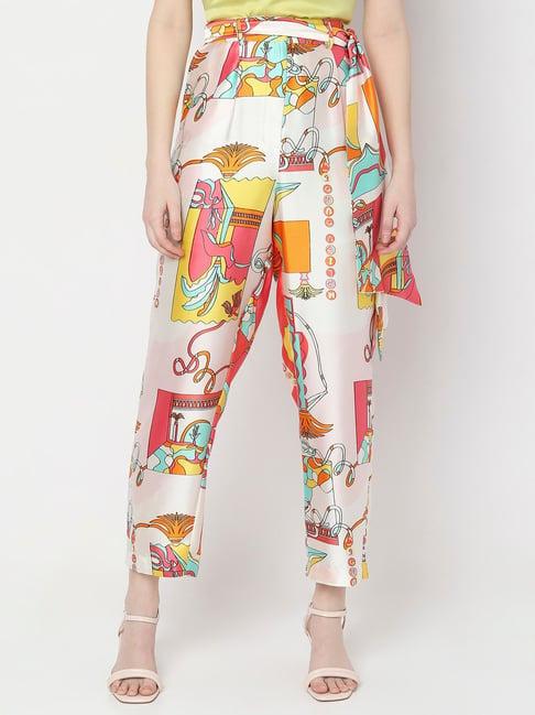 vero moda multicolor printed high rise pants