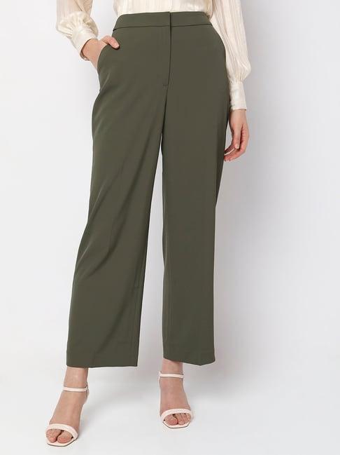 vero moda olive straight fit high rise pants