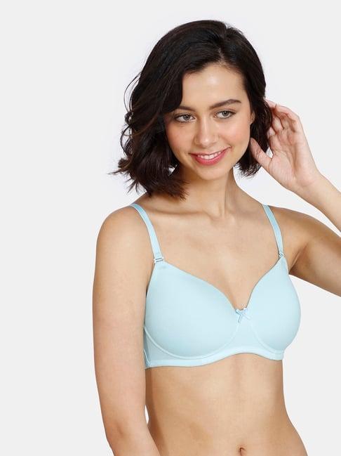 zivame light blue wireless half coverage t-shirt bra