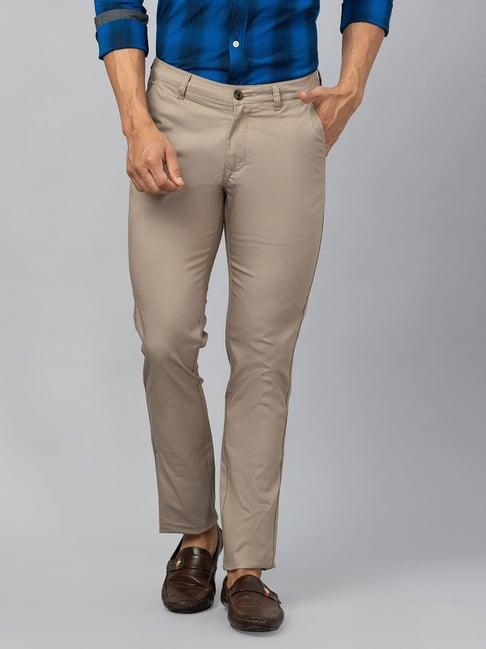 globus light brown cotton slim fit chinos