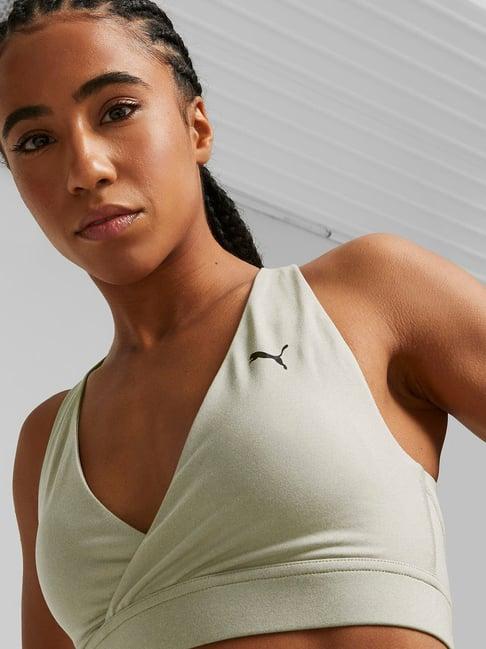 puma beige logo sports bra