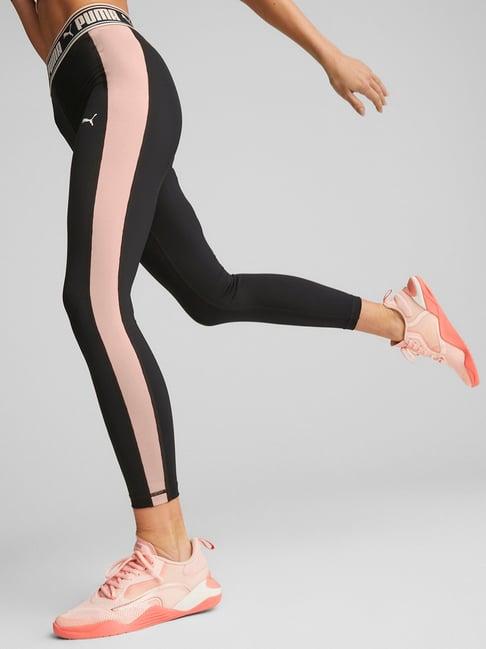 puma black & pink color-block tights