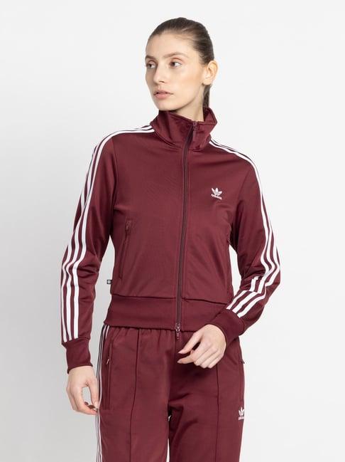 adidas originals maroon striped jacket