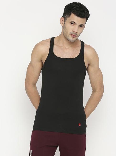 underjeans by spykar black regular fit vest