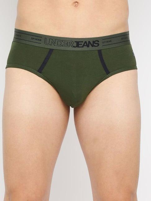 underjeans by spykar olive regular fit briefs