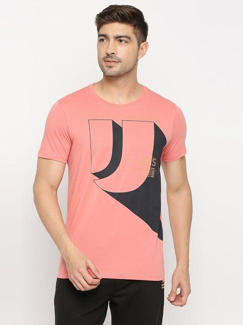 underjeans by spykar coral regular fit printed t-shirt