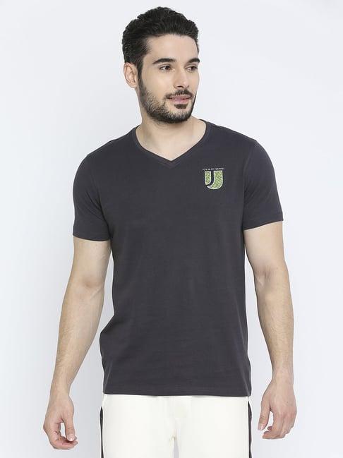 underjeans by spykar slate grey regular fit t-shirt