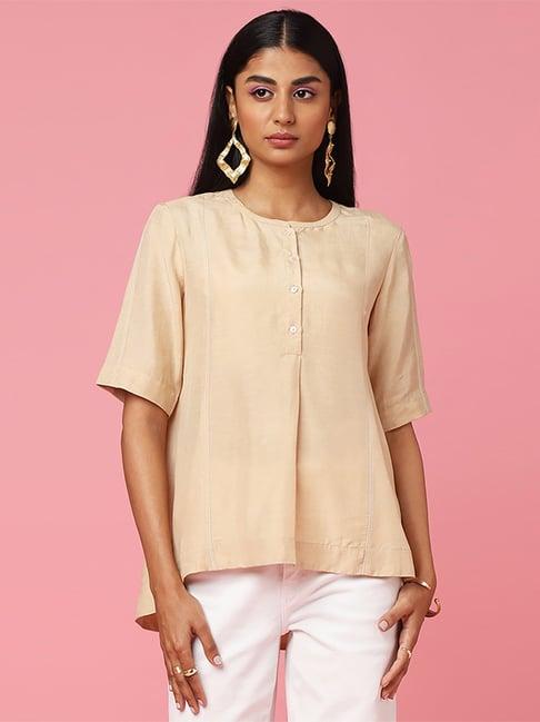 marigold lane beige regular fit top