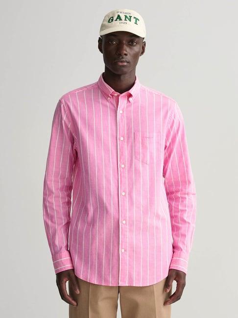 gant pink cotton regular fit striped shirt