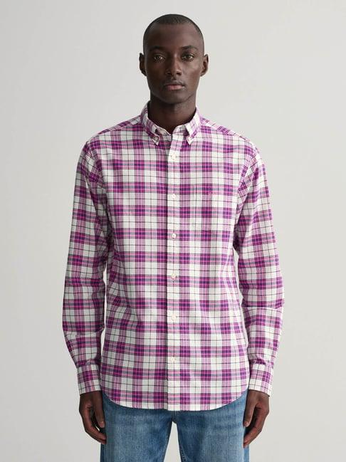 gant pink cotton regular fit checks shirt