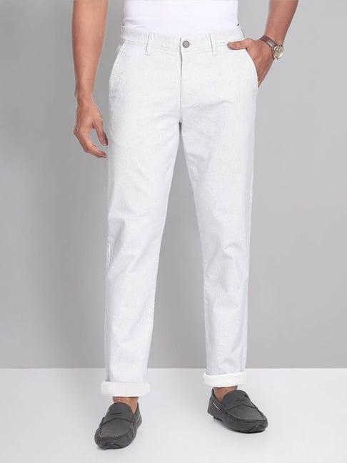 ad by arvind light grey slim fit printed chinos