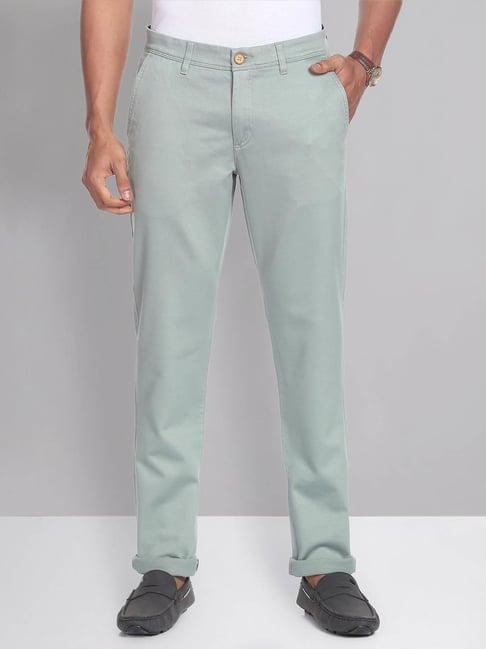 ad by arvind light green slim fit chinos