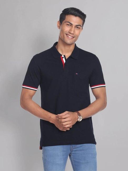 ad by arvind navy slim fit polo t-shirt