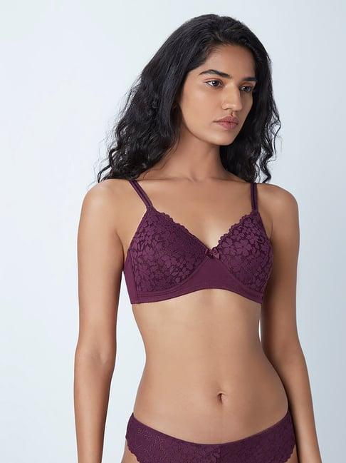 wunderlove by westside plum lace design padded bra