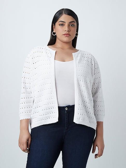 gia curves by westside white cut-out detail shrug