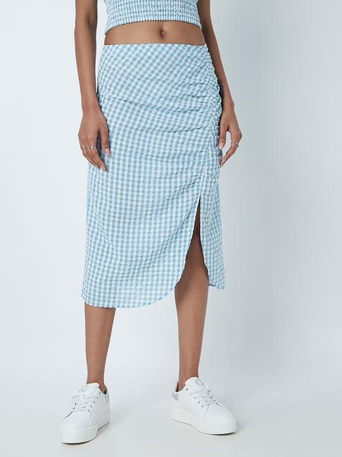 nuon by westside blue checkered skirt