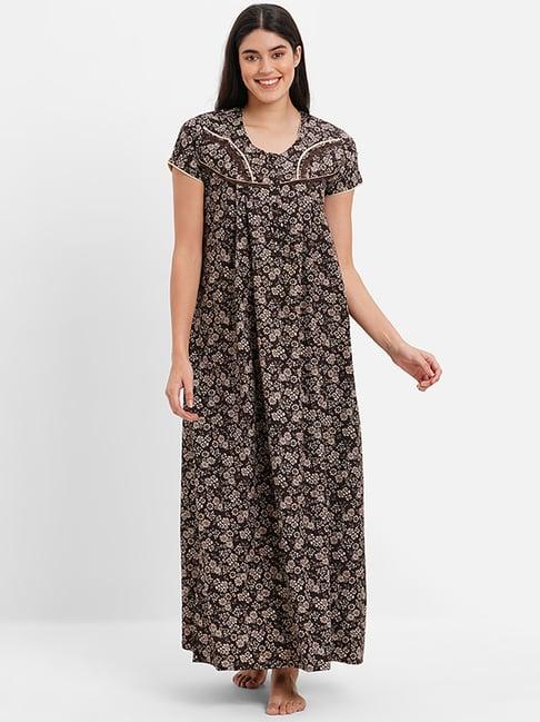 sweet dreams brown floral print nighty