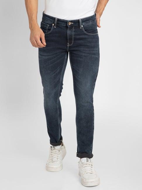 spykar dark blue super slim fit low rise jeans