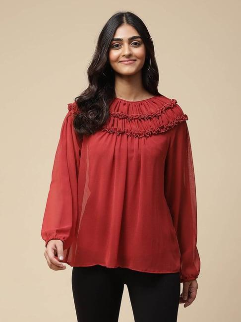 aarke ritu kumar maroon top with camisole