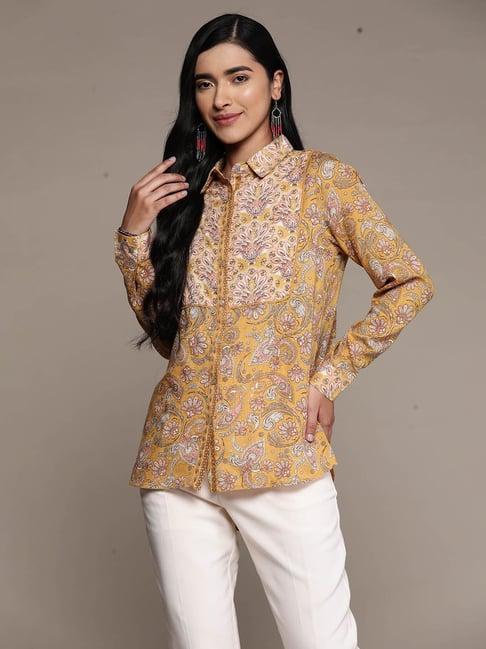 aarke ritu kumar olive printed shirt