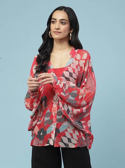 aarke ritu kumar red printed shirt