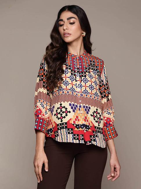 label ritu kumar ecru geometric print shirt