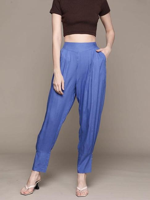 aarke ritu kumar blue relaxed fit mid rise pants