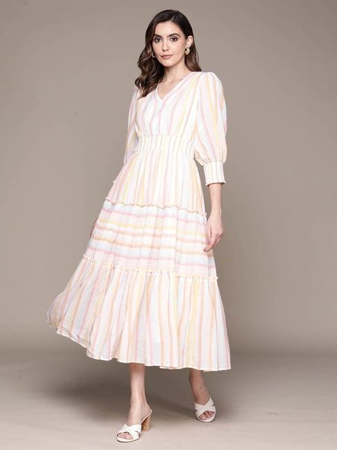 label ritu kumar multicolor striped maxi dress