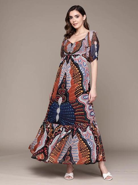 label ritu kumar multicolor printed maxi dress