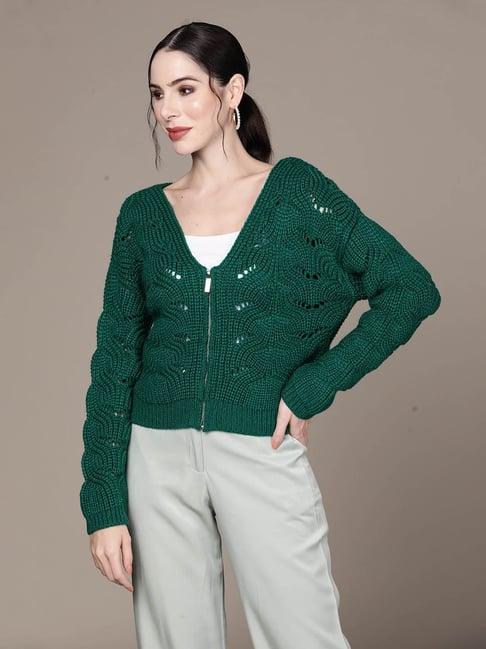 aarke ritu kumar green self design cardigan