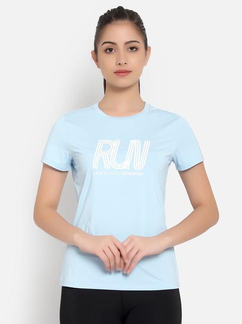 anta sky blue printed sports t-shirt