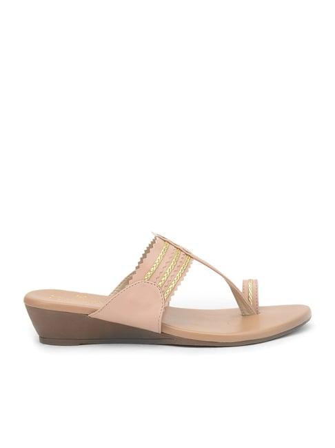 senorita by liberty women's pink toe ring wedges