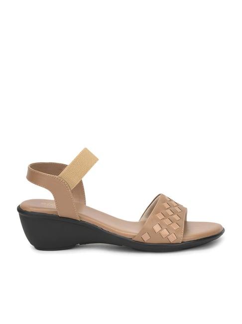 senorita by liberty women's tan ankle strap wedges