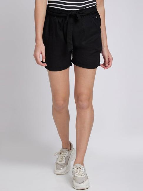 spykar black mid rise shorts