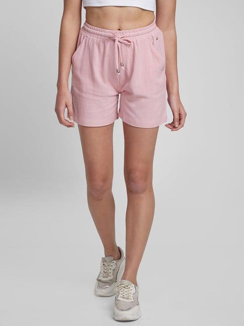 spykar pink mid rise shorts