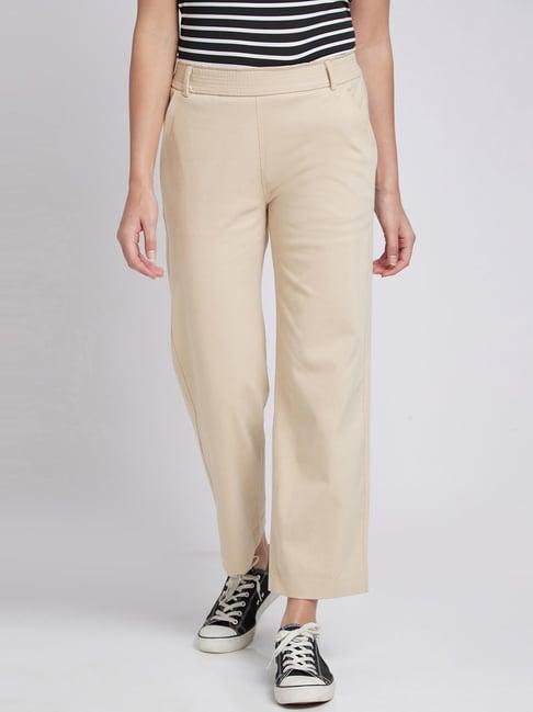 spykar beige mid rise pants