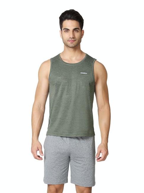 van heusen performance regular fit swift dry odour shield gym vest - army