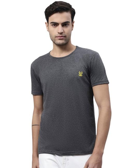 vimal jonney grey regular fit textured t-shirt