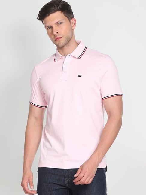 arrow sport light pink cotton regular fit polo t-shirt