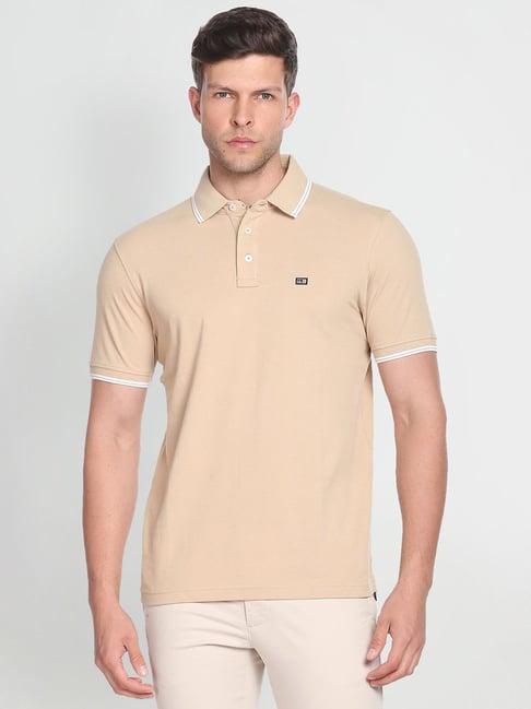 arrow sport nude cotton regular fit polo t-shirt