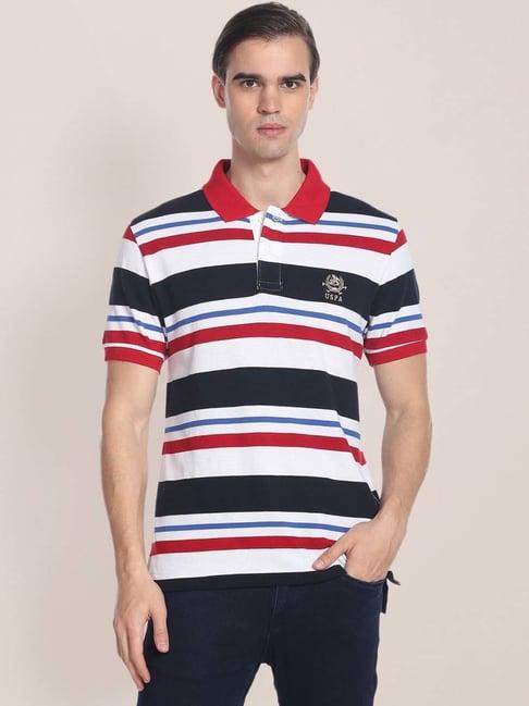 u.s. polo assn. multi cotton regular fit striped polo t-shirt