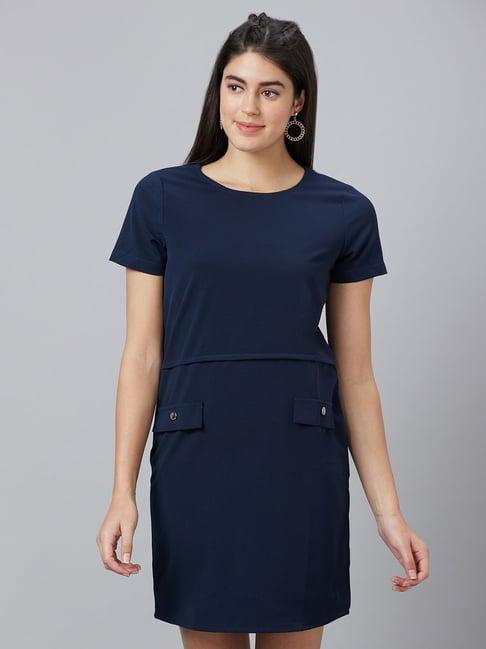 globus navy regular fit a-line dress