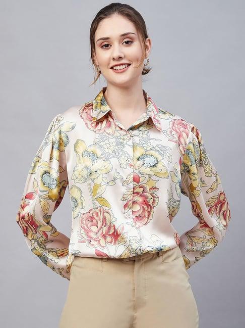 marie claire multicolor floral print shirt