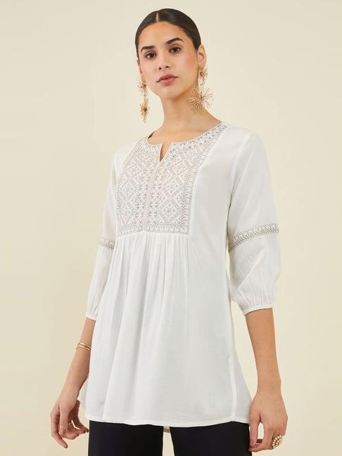 soch off-white embroidered tunic