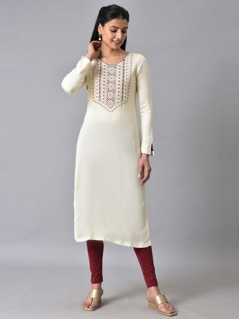 aurelia off-white straight kurta