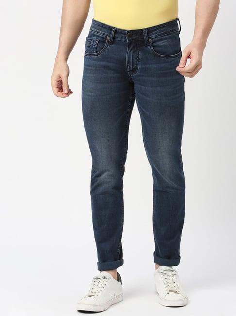 dragon hill blue lightly washed slim fit jeans