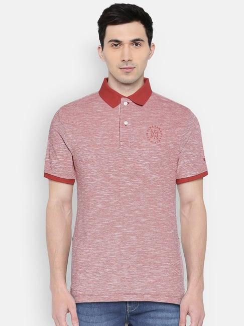 being human red cotton regular fit heathered polo t-shirt